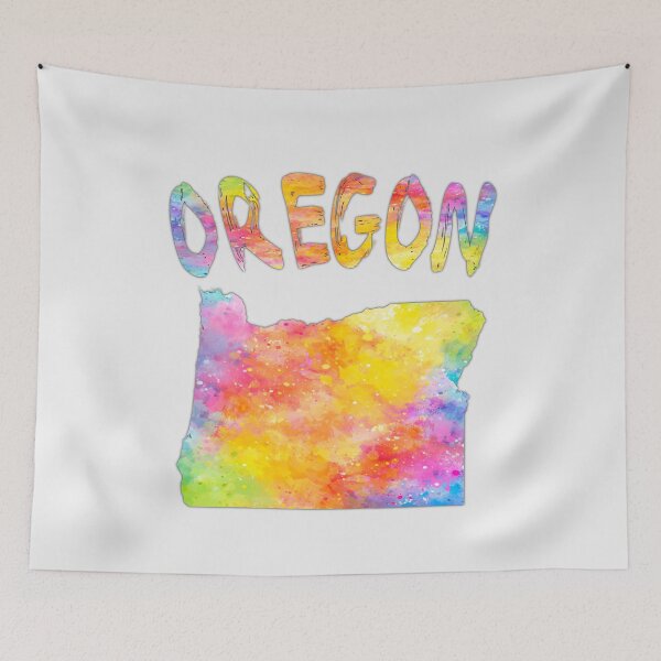 Item preview, Vibrant Oregon State Watercolor Map Art designed and sold by mashmosh.