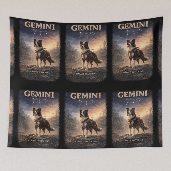 Item preview, Gemini Dog Zodiac Art – Always Watching Survivor Illustration designed and sold by TroyTheTerrific.