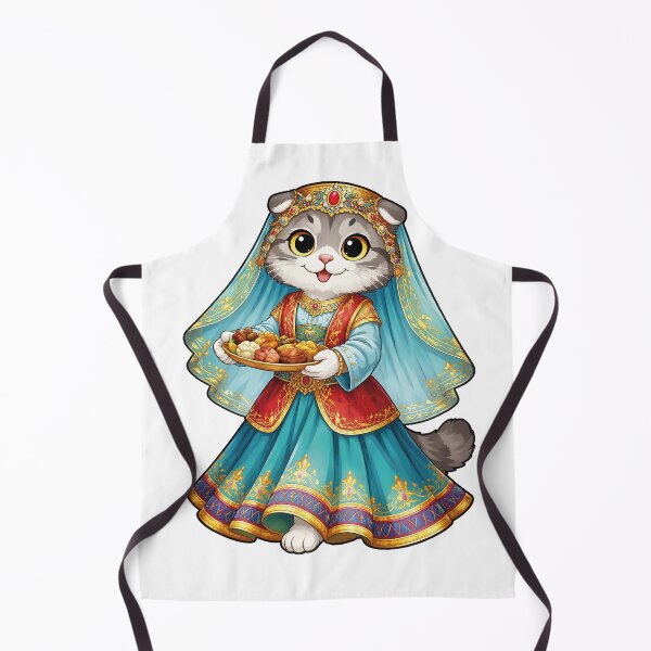 Item preview, Cute Scottish Fold Cat in Azerbaijani Clothing - Cultural Cat Art designed and sold by HappyPawsWorld.