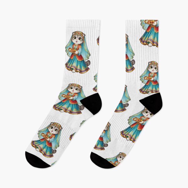 Item preview, Cute Scottish Fold Cat in Azerbaijani Clothing - Cultural Cat Art designed and sold by HappyPawsWorld.