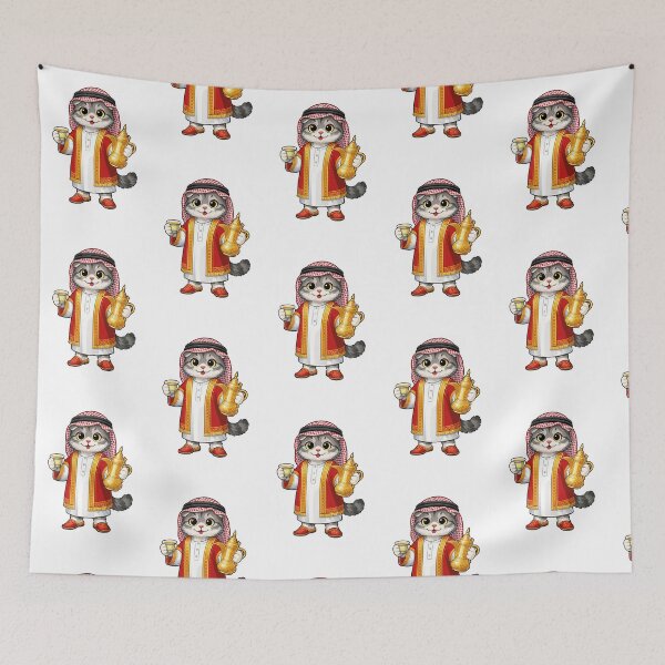 Item preview, Cute Scottish Fold Cat in Bahraini Clothing - Cultural Cat Art designed and sold by HappyPawsWorld.