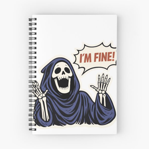 Item preview,  I’m Fine Grim Reaper Sticker | Dark Humor Skeleton Illustration. designed and sold by BrewedInDarkness.
