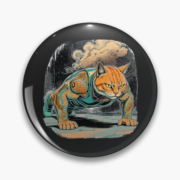 Item preview, Push Up Cat Tattoo Art | Street Workout Cat Fitness Illustration | Japanese Irezumi Gym Design designed and sold by ColorSplash123.