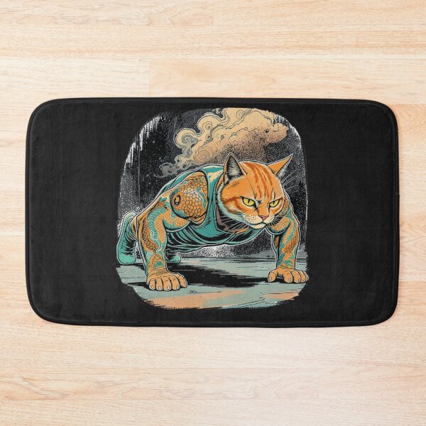 Item preview, Push Up Cat Tattoo Art | Street Workout Cat Fitness Illustration | Japanese Irezumi Gym Design designed and sold by ColorSplash123.