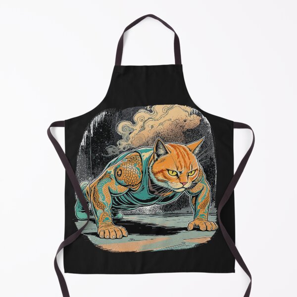 Item preview, Push Up Cat Tattoo Art | Street Workout Cat Fitness Illustration | Japanese Irezumi Gym Design designed and sold by ColorSplash123.