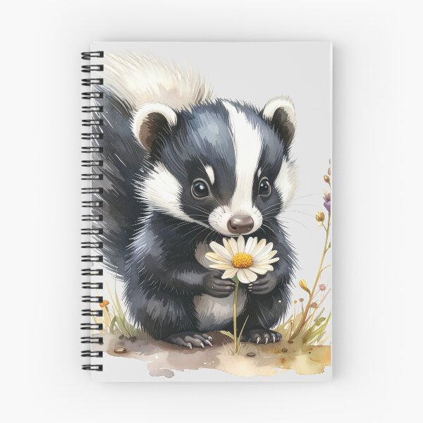 Artikelvorschau, Kleines Stinktier schnüffelt an einem Gänseblümchen  entworfen und verkauft von LiskoDesign.