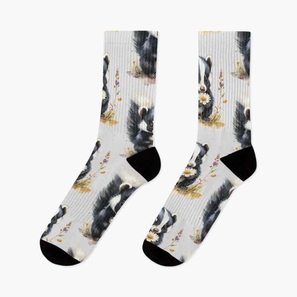 Item preview, A small skunk sniffs on a daisy. designed and sold by LiskoDesign.