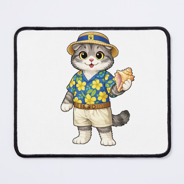 Item preview, Cute Scottish Fold Cat in Barbadian Clothing - Cultural Cat Art designed and sold by HappyPawsWorld.