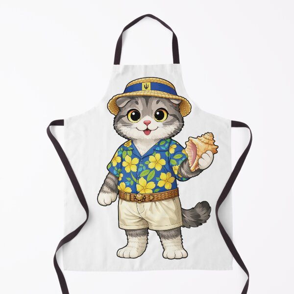 Item preview, Cute Scottish Fold Cat in Barbadian Clothing - Cultural Cat Art designed and sold by HappyPawsWorld.