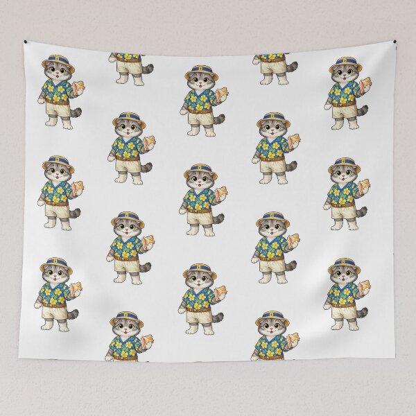 Item preview, Cute Scottish Fold Cat in Barbadian Clothing - Cultural Cat Art designed and sold by HappyPawsWorld.