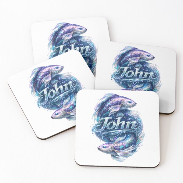Item preview, John Pisces – Fish Zodiac Name Fantasy Art Design designed and sold by AlexLineArt.