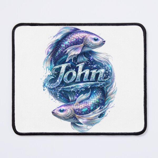 Item preview, John Pisces – Fish Zodiac Name Fantasy Art Design designed and sold by AlexLineArt.