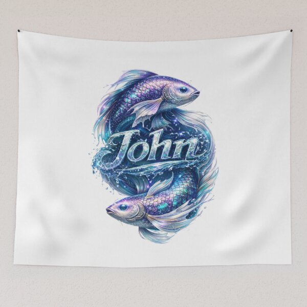 Item preview, John Pisces – Fish Zodiac Name Fantasy Art Design designed and sold by AlexLineArt.