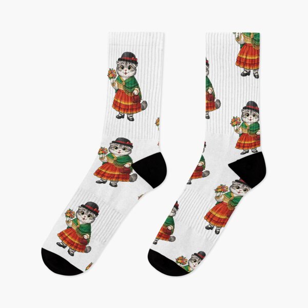 Item preview, Cute Scottish Fold Cat in Bolivian Clothing - Cultural Cat Art designed and sold by HappyPawsWorld.