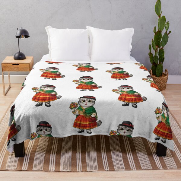 Item preview, Cute Scottish Fold Cat in Bolivian Clothing - Cultural Cat Art designed and sold by HappyPawsWorld.