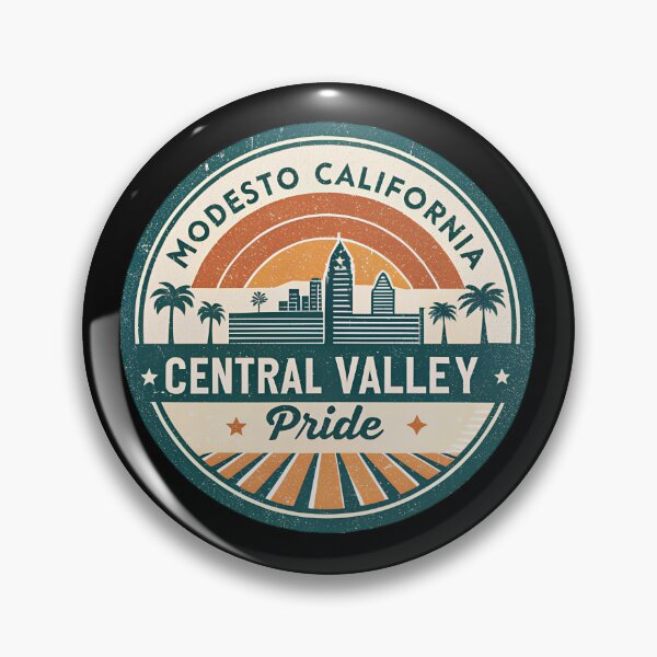 Item preview, Modesto California Central Valley Pride – Retro Travel Badge Design designed and sold by VividOrganica.