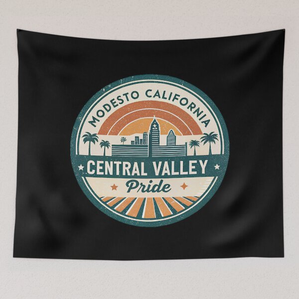 Item preview, Modesto California Central Valley Pride – Retro Travel Badge Design designed and sold by VividOrganica.
