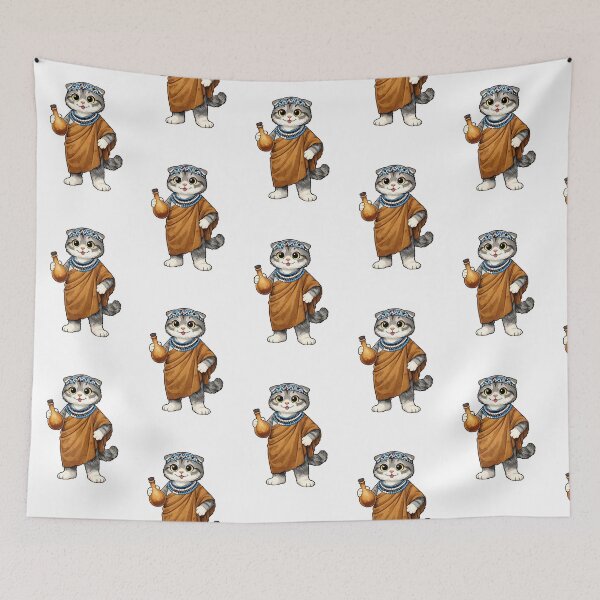 Item preview, Cute Scottish Fold Cat in Botswanan Clothing - Cultural Cat Art designed and sold by HappyPawsWorld.