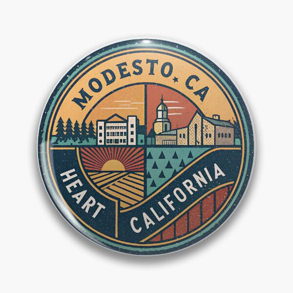 Item preview, Modesto CA Heart of California – Vintage Retro Travel Emblem designed and sold by VividOrganica.