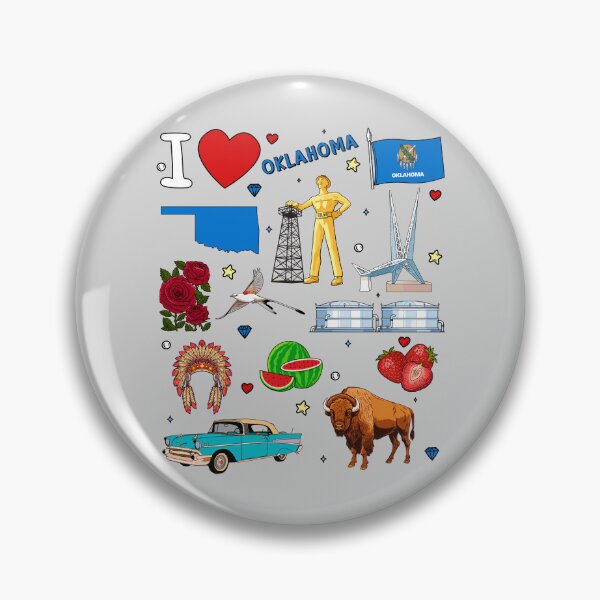 Item preview, Oklahoma Pride, State Symbols & Vintage Landmarks Pattern designed and sold by mashmosh.