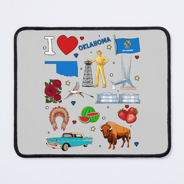 Item preview, Oklahoma Pride, State Symbols & Vintage Landmarks Pattern designed and sold by mashmosh.
