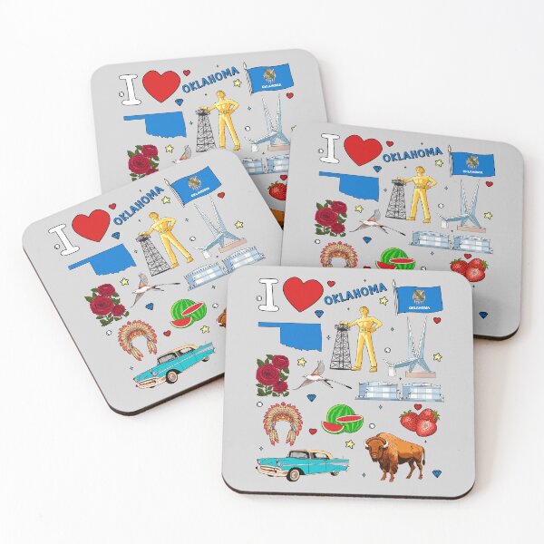 Item preview, Oklahoma Pride, State Symbols & Vintage Landmarks Pattern designed and sold by mashmosh.