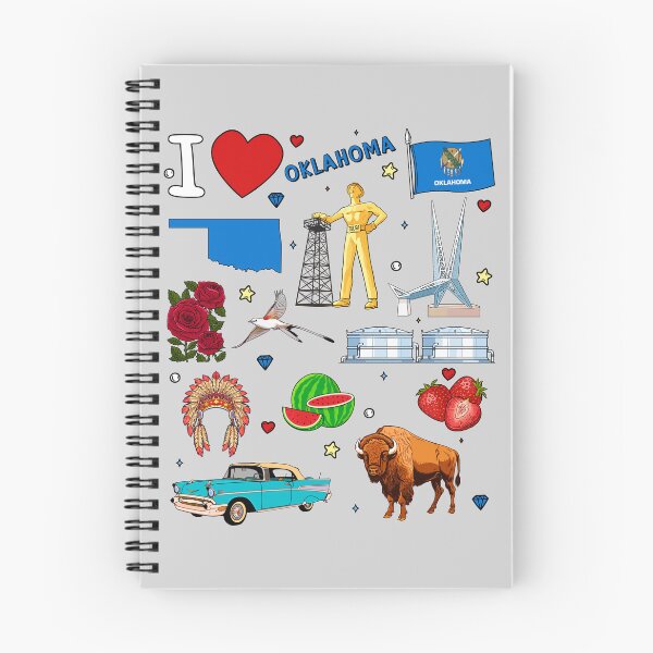 Item preview, Oklahoma Pride, State Symbols & Vintage Landmarks Pattern designed and sold by mashmosh.