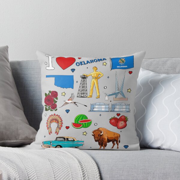 Item preview, Oklahoma Pride, State Symbols & Vintage Landmarks Pattern designed and sold by mashmosh.