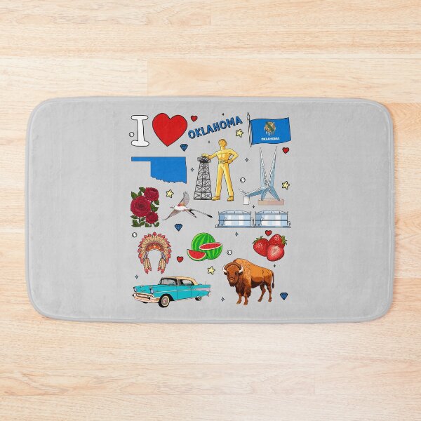 Item preview, Oklahoma Pride, State Symbols & Vintage Landmarks Pattern designed and sold by mashmosh.