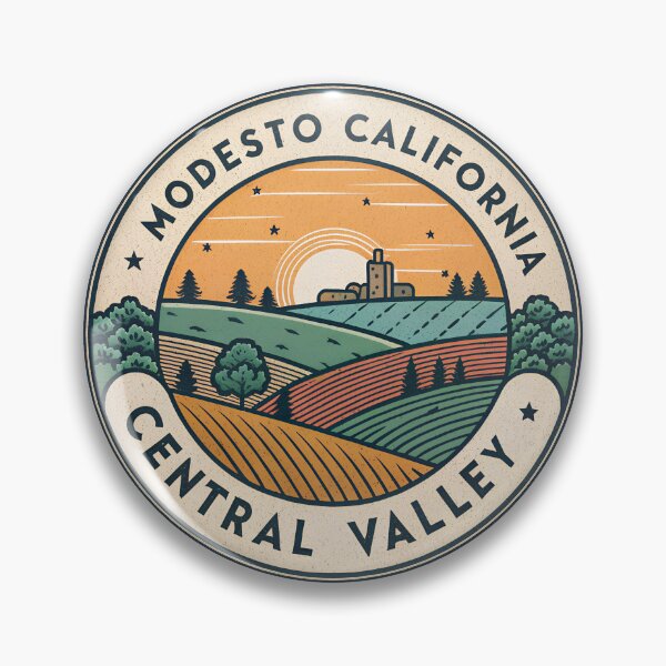 Item preview, Modesto California Central Valley – Vintage Travel Badge Patch designed and sold by VividOrganica.
