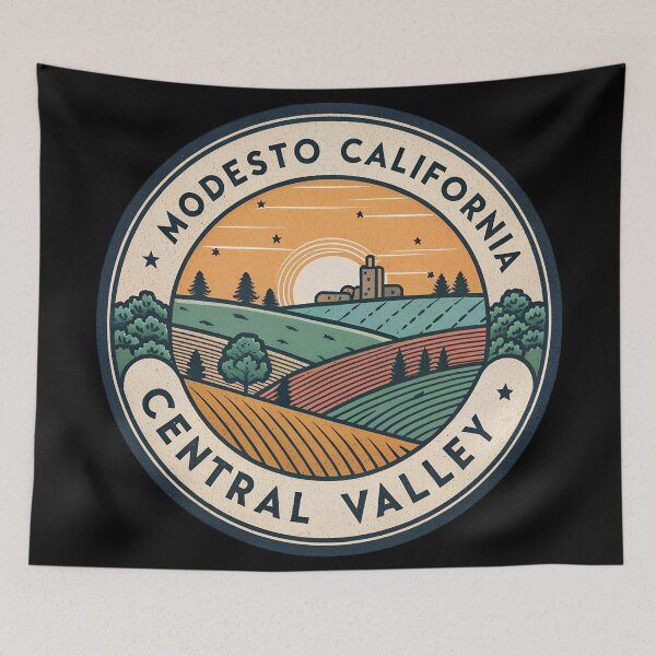 Item preview, Modesto California Central Valley – Vintage Travel Badge Patch designed and sold by VividOrganica.