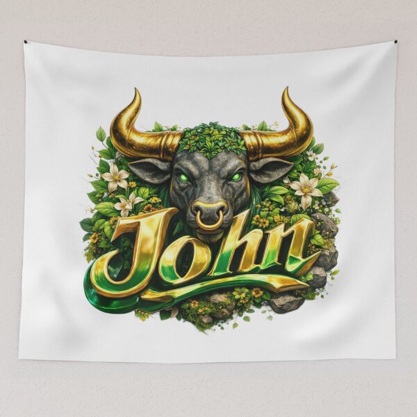 Item preview, John Taurus – Bull Zodiac Name Earth Power Fantasy Art designed and sold by AlexLineArt.