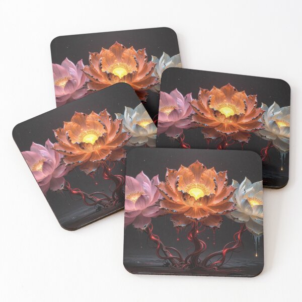 Item preview, Trio of Glowing Lotus Blooms designed and sold by Insomnia Art Designs.