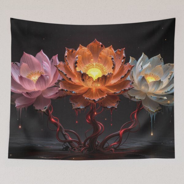 Item preview, Trio of Glowing Lotus Blooms designed and sold by Insomnia Art Designs.
