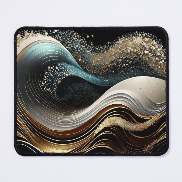 Item preview, Abstract Golden Blue Ocean Wave Modern Art designed and sold by Velvetia.