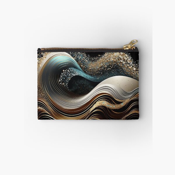 Item preview, Abstract Golden Blue Ocean Wave Modern Art designed and sold by Velvetia.