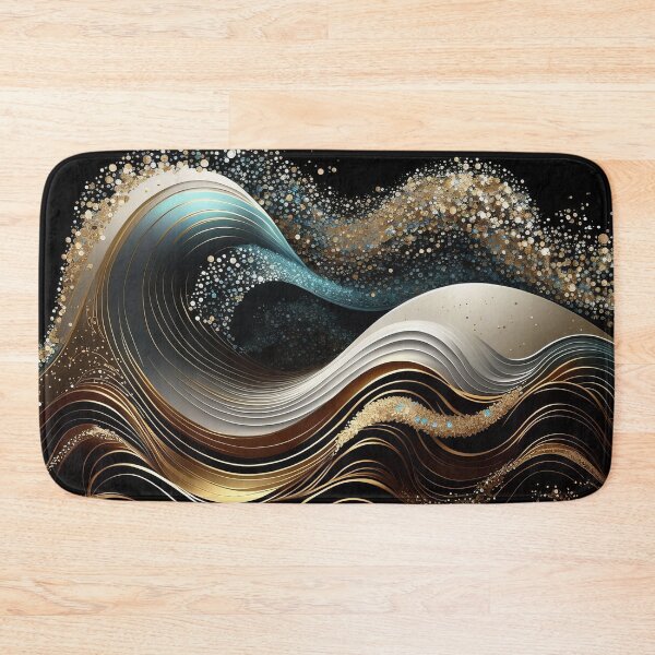 Item preview, Abstract Golden Blue Ocean Wave Modern Art designed and sold by Velvetia.