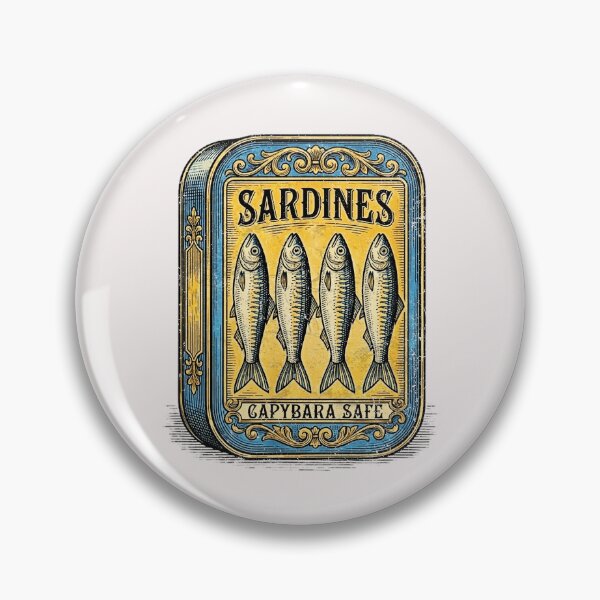 Item preview, sardines vintage retro canned fish parody fun capybara safe designed and sold by MackenzieBin.