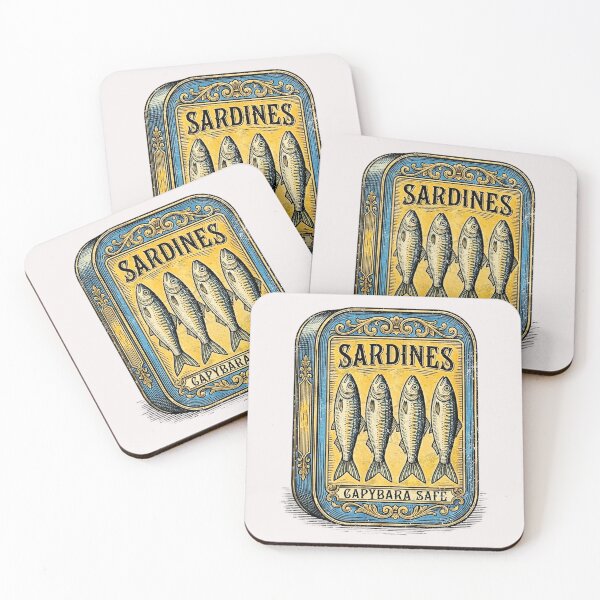 Item preview, sardines vintage retro canned fish parody fun capybara safe designed and sold by MackenzieBin.