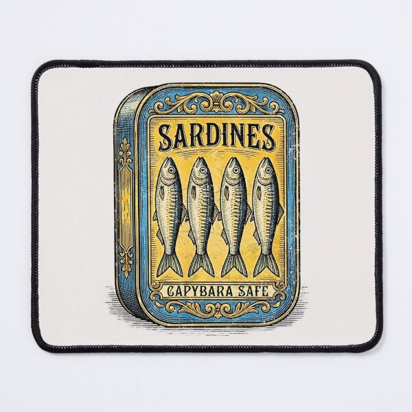 Item preview, sardines vintage retro canned fish parody fun capybara safe designed and sold by MackenzieBin.