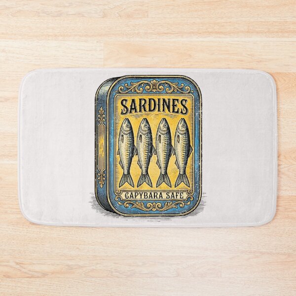 Item preview, sardines vintage retro canned fish parody fun capybara safe designed and sold by MackenzieBin.