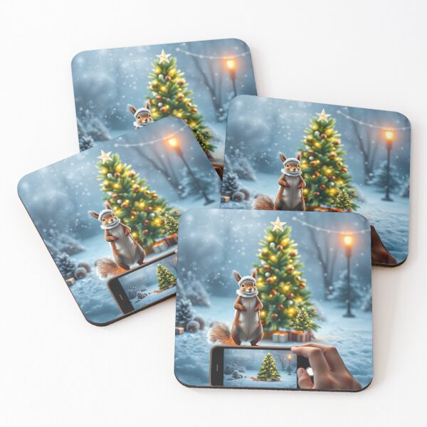 Item preview, AI Squirrel Selfie by the New Year Tree designed and sold by InnaCreates.