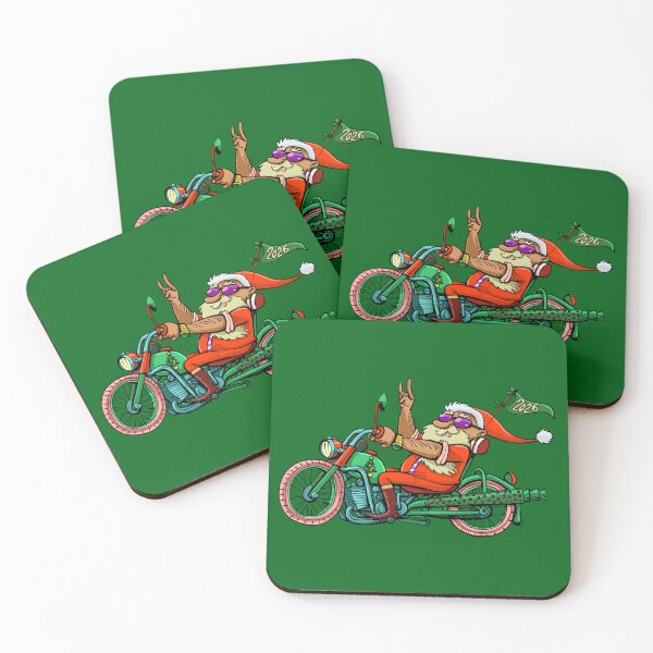 Item preview, cheerful Santa Claus on a motorcycle wishes happy new year designed and sold by duxpavlic.