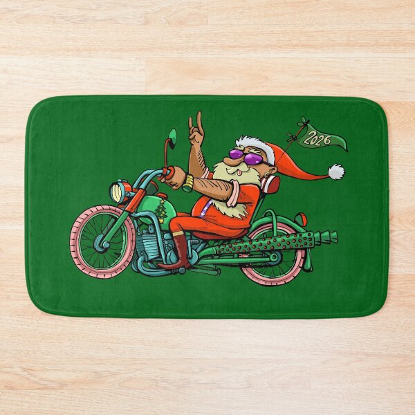 Item preview, cheerful Santa Claus on a motorcycle wishes happy new year designed and sold by duxpavlic.