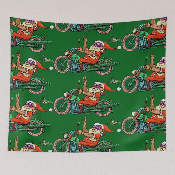 Item preview, cheerful Santa Claus on a motorcycle wishes happy new year designed and sold by duxpavlic.