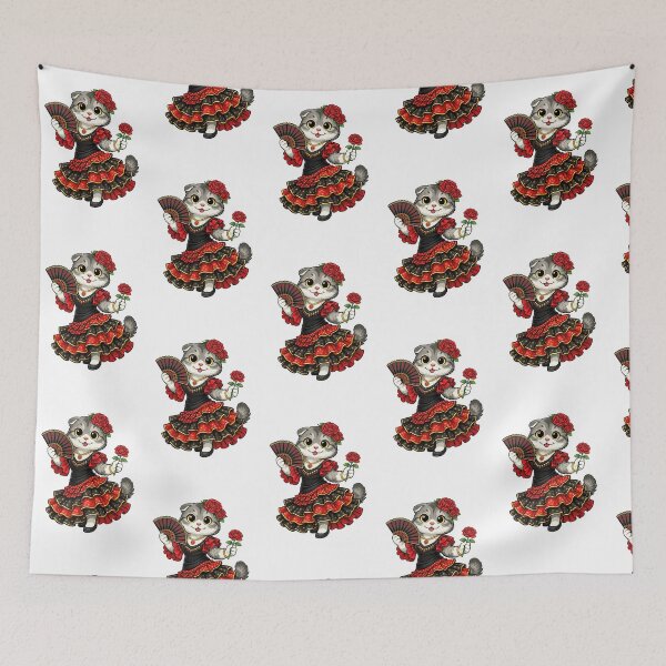 Item preview, Cute Scottish Fold Cat in Spanish Clothing - Cultural Cat Art designed and sold by HappyPawsWorld.