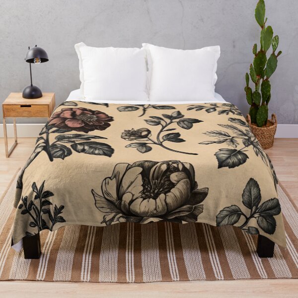 Item preview, Vintage Botanical Red Rose and Sepia Pattern designed and sold by LakLuxe studio .