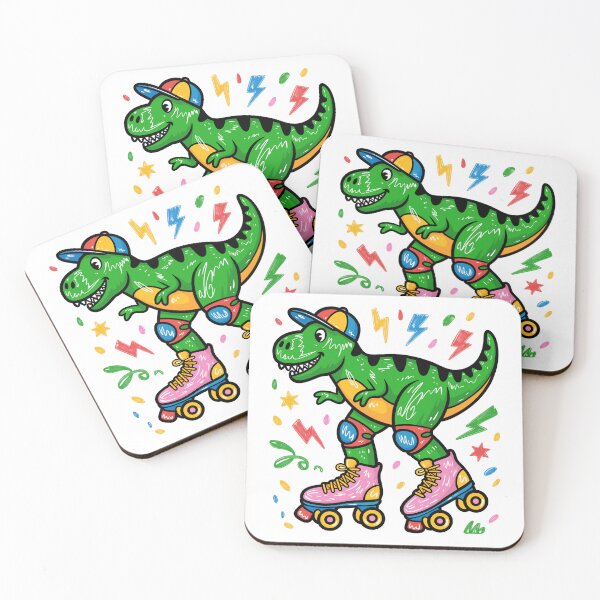 Item preview, Funny Colorful Dinosaur on Roller Skates Vector Illustration Graphic designed and sold by DiNata.