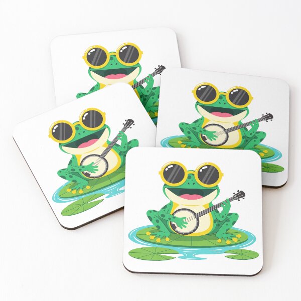 Item preview, Cute Cartoon Frog Playing Banjo on Lily Pad Vector Illustration designed and sold by DiNata.