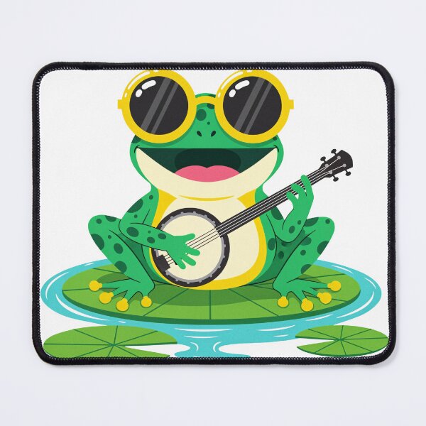 Item preview, Cute Cartoon Frog Playing Banjo on Lily Pad Vector Illustration designed and sold by DiNata.